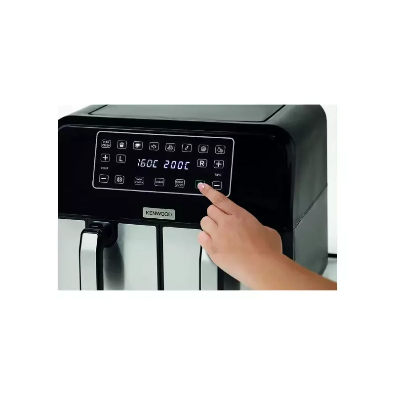 Kenwood Digital Twin Air Fryer 1.7KG+1.7KG 4L+4L XXXL Capacity with DualZone Technology & Dual Frying Baskets for Frying, Grilling, Broiling, Roasting, Baking, Toasting & Reheating HFM75.000MB