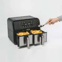 Kenwood Digital Twin Air Fryer 1.7KG+1.7KG 4L+4L XXXL Capacity with DualZone Technology & Dual Frying Baskets for Frying, Grilling, Broiling, Roasting, Baking, Toasting & Reheating HFM75.000MB