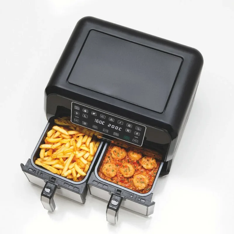 Kenwood Digital Twin Air Fryer 1.7KG+1.7KG 4L+4L XXXL Capacity with DualZone Technology & Dual Frying Baskets for Frying, Grilling, Broiling, Roasting, Baking, Toasting & Reheating HFM75.000MB