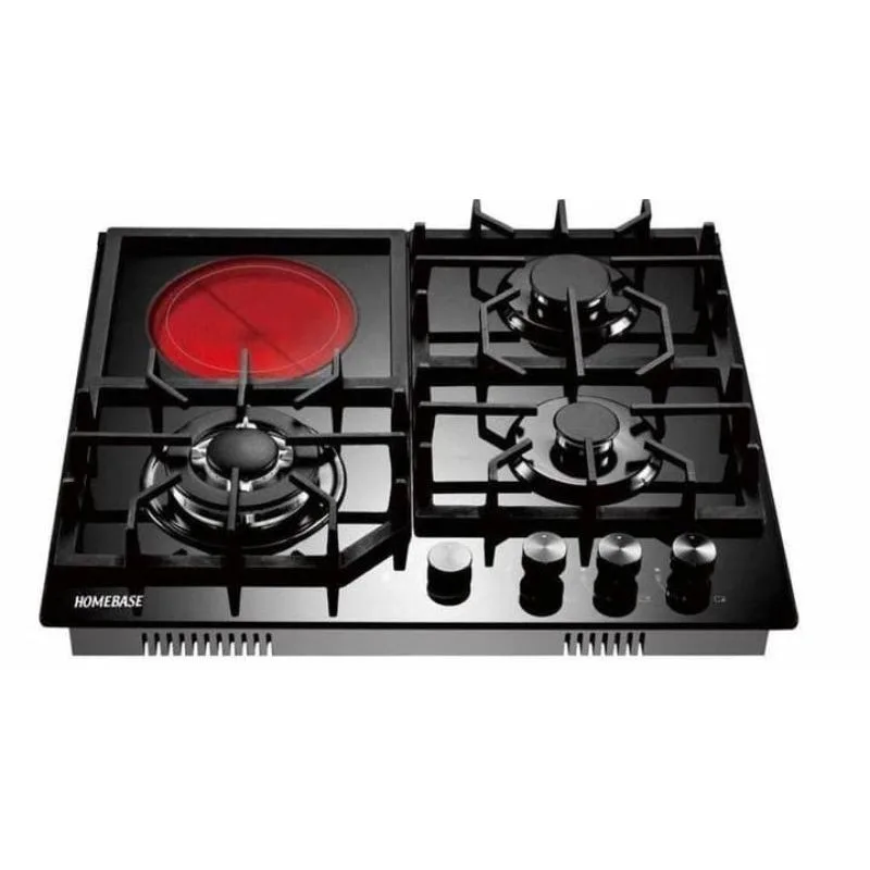 Homebase Table Top Cooker 3 Gas Burners, 1 Electric Hot Plate Glass Top HB-4818D4 1 Homebase Table Top Cooker 3 Gas Burners, 1 Electric Hot Plate Glass Top HB-4818D4
