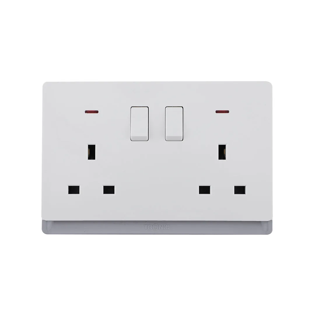 Tronic Double 13A Socket with Switch & Neon Indicator - Ivory
