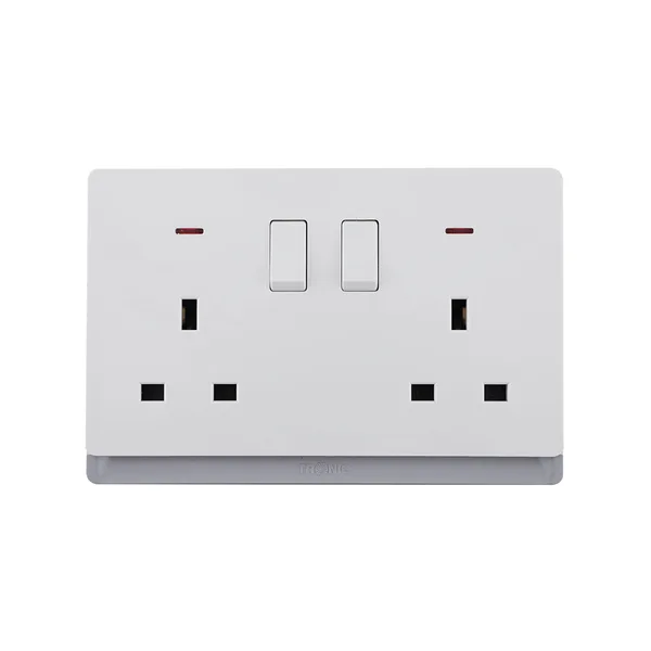 Tronic Double 13A Socket with Switch & Neon Indicator - Ivory
