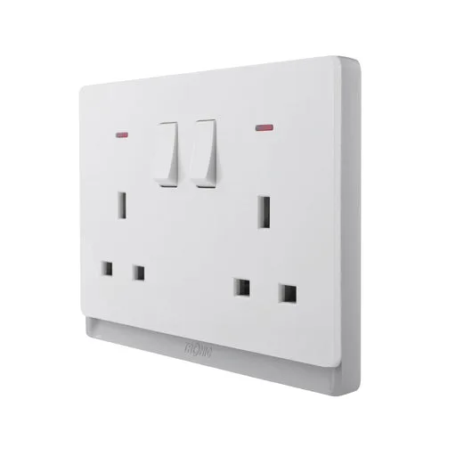 Tronic Double 13A Socket with Switch & Neon Indicator - Ivory