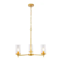 Tronic Golden 3-Light Pendant Lamp with Clear Glass Shades (E14)
