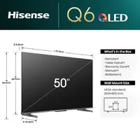 Hisense 50" QLED UHD 4K Smart TV with Dolby Vision & Atmos, 4K AI Upscaler, Quantum Dot Colour, Voice Control, VIDAA 50Q6Q