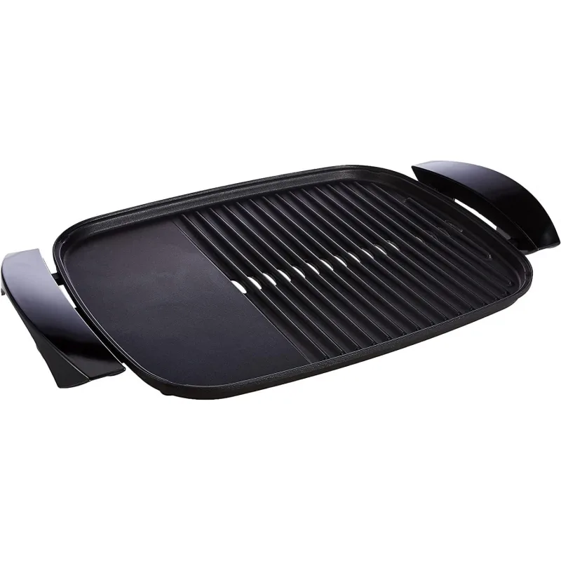 Kenwood Health Grill Adjustable Temperature Cool Touch Handle 2000w Hg266 - 2 Heat Zones Tempered Glass Lid Large Cooking Area Oil Drainage Channels