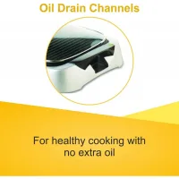 Kenwood Health Grill Adjustable Temperature Cool Touch Handle 2000w Hg266 - 2 Heat Zones Tempered Glass Lid Large Cooking Area Oil Drainage Channels