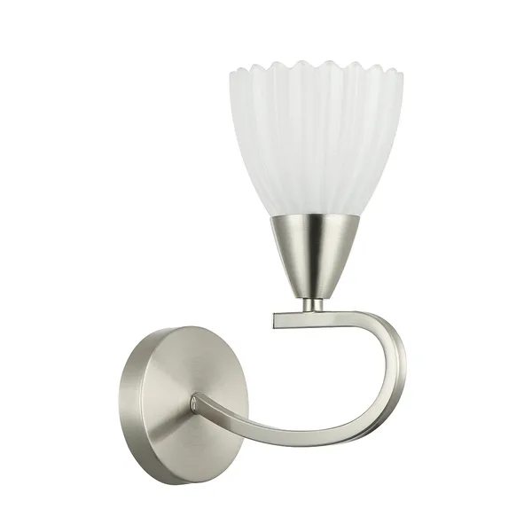 Tronic Decorative Wall Lamp - Silver/White Finish, E14 Base, Iron & Glass