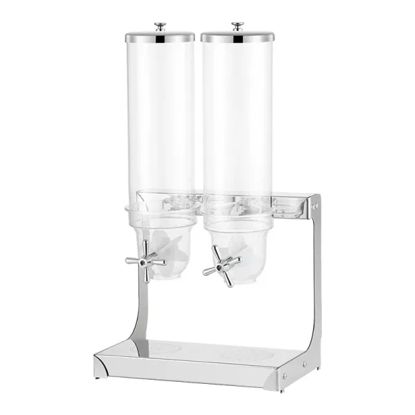 Commercial Electric Double Cereal Dispenser 7L (3.5L 2), Transparent PC Containers, Stainless Steel Base WG-A7L