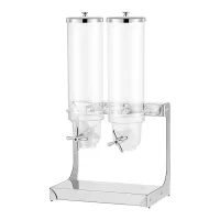 Commercial Electric Double Cereal Dispenser 7L (3.5L 2), Transparent PC Containers, Stainless Steel Base WG-A7L