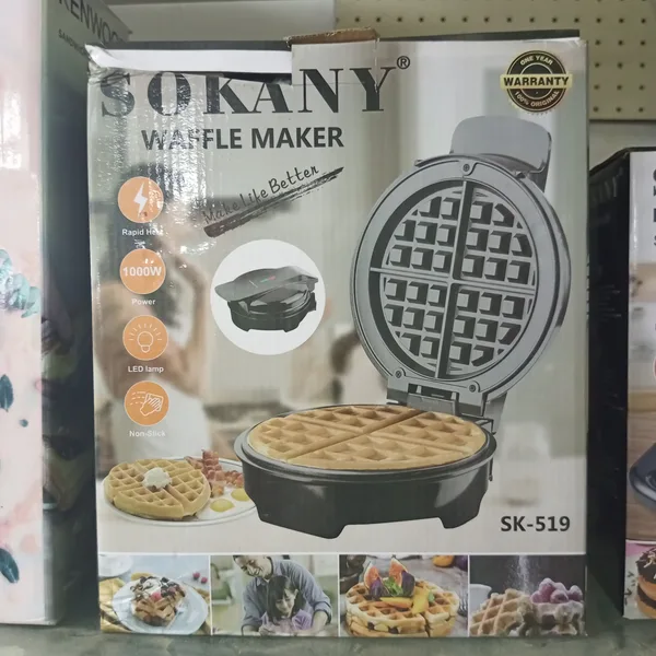 SOKANY Waffle Maker 1000W SK-519 – Non-Stick Electric Waffle Iron for Crispy Golden Waffles at Home