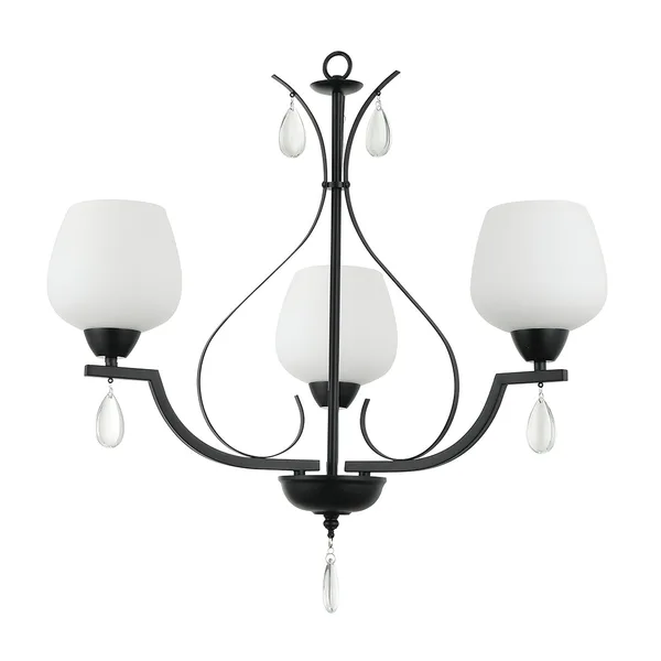 Tronic Elegant Black 3-Light Pendant with Frosted Glass Globes