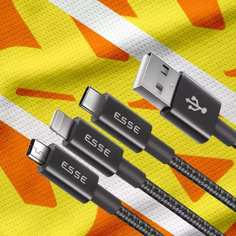Esse Dyro 3in1 (Lightning+Type C+Micro-USB) Cable 1m ECB-USB37095