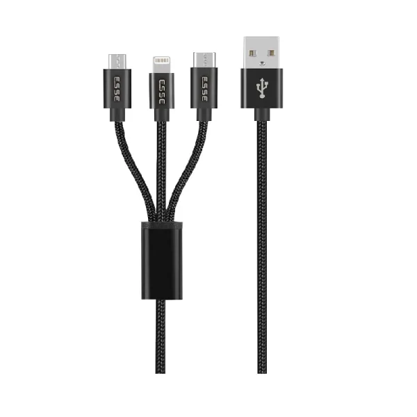 Esse Dyro 3in1 (Lightning+Type C+Micro-USB) Cable 1m ECB-USB37095