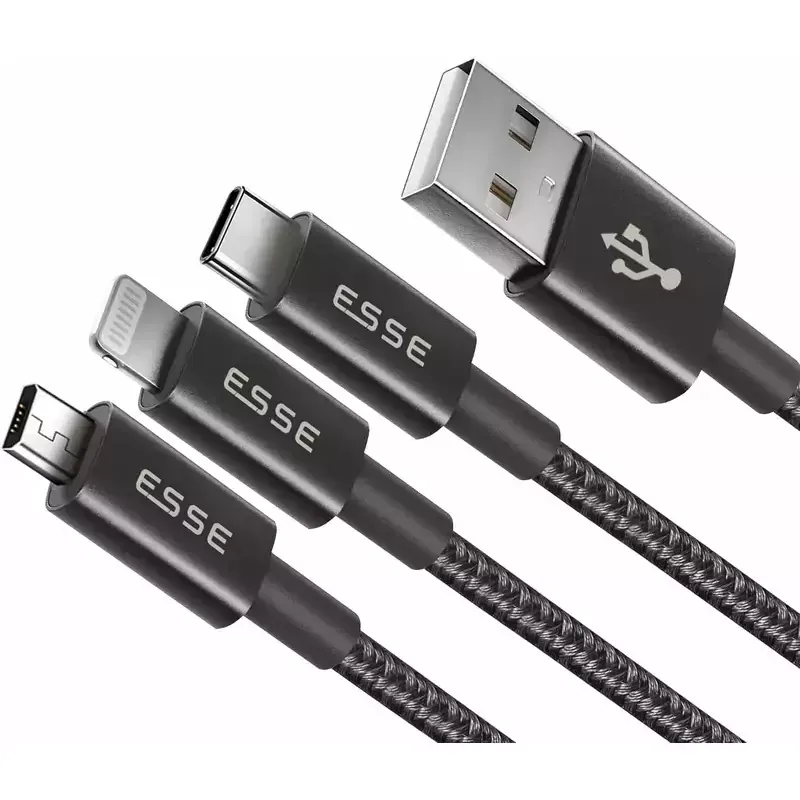 Esse Dyro 3in1 (Lightning+Type C+Micro-USB) Cable 1m ECB-USB37095