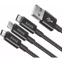 Esse Dyro 3in1 (Lightning+Type C+Micro-USB) Cable 1m ECB-USB37095