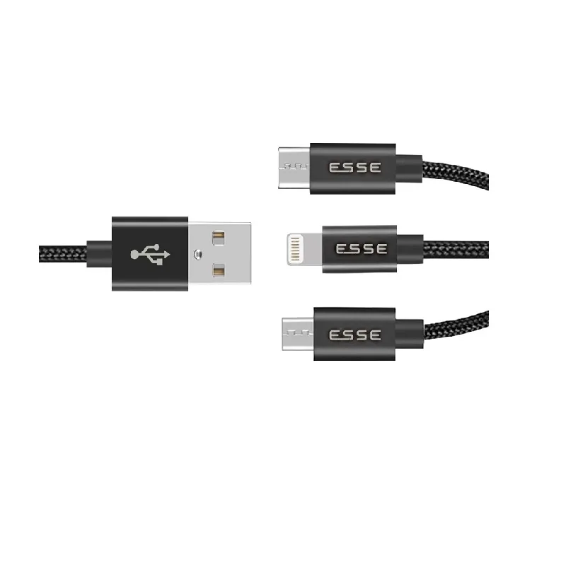 Esse Dyro 3in1 (Lightning+Type C+Micro-USB) Cable 1m ECB-USB37095