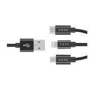 Esse Dyro 3in1 (Lightning+Type C+Micro-USB) Cable 1m ECB-USB37095