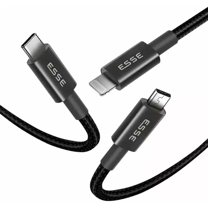 Esse Dyro 3in1 (Lightning+Type C+Micro-USB) Cable 1m ECB-USB37095