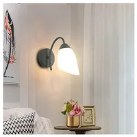 Tronic Modern Wall Light Fixture with Frosted Glass Shade Black Metal Finish