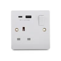 Tronic Multi-Functional USB Wall Socket with USB-C and USB-A Charging Ports