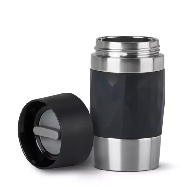 Tefal Travel Mug 0.3L Double Wall Stainless Steel Twist Black Insulated leak Proof N2160110