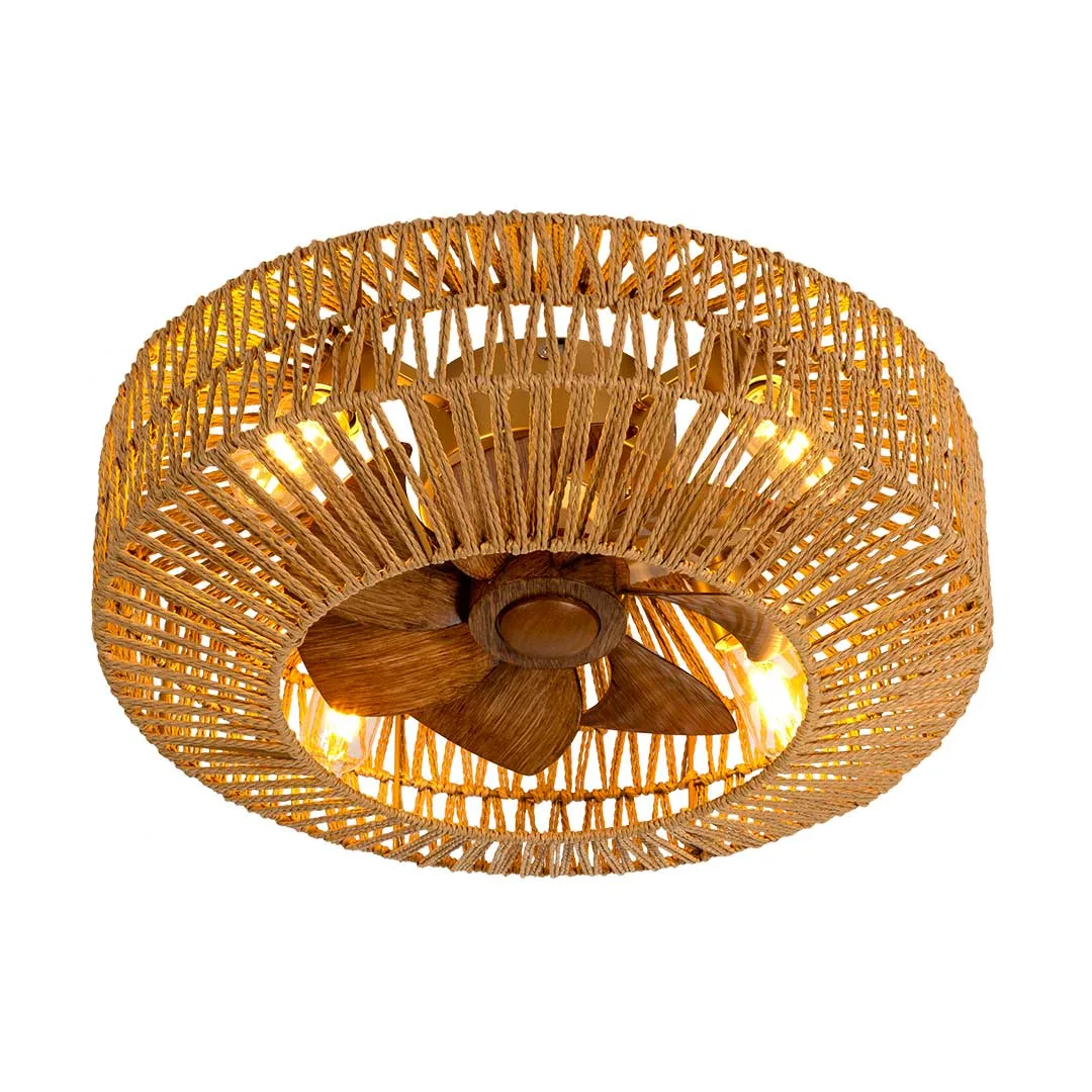 Tronic Woven-Style Ceiling Fan Light - Natural Fiber Look, 495mm