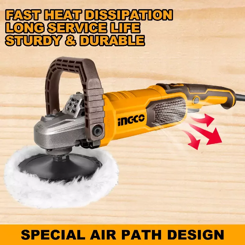 Ingco Industrial Angle Polisher 1400W with Variable Speed Control, Lock-on Switch, Aluminum Gear Box AP140016