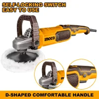 Ingco Industrial Angle Polisher 1400W with Variable Speed Control, Lock-on Switch, Aluminum Gear Box AP140016