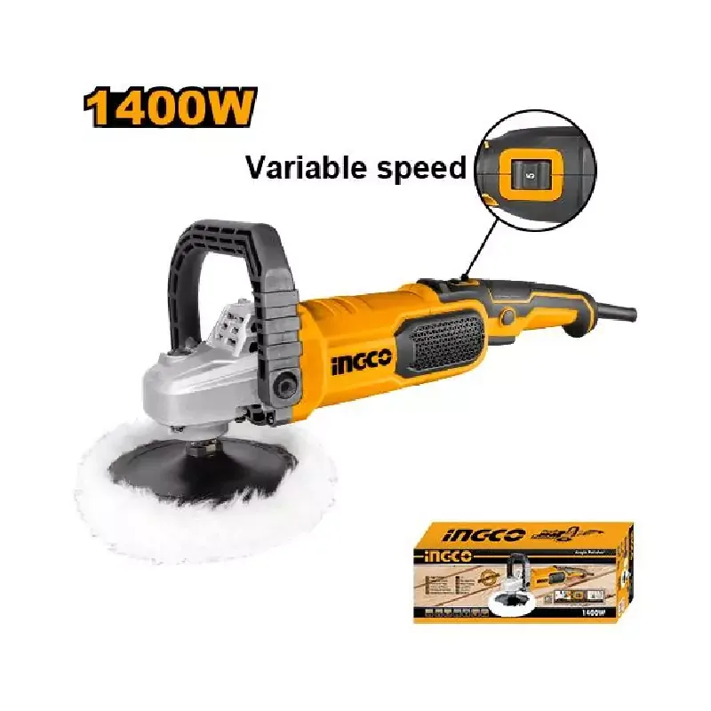 Ingco Industrial Angle Polisher 1400W with Variable Speed Control, Lock-on Switch, Aluminum Gear Box AP140016