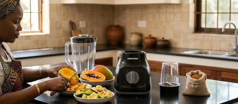 Nikai Blender 1.5L 350W, Plastic Jug with Dry Grinder, Stainless Steel Blades, Compact Design, One-Touch Nb1625a