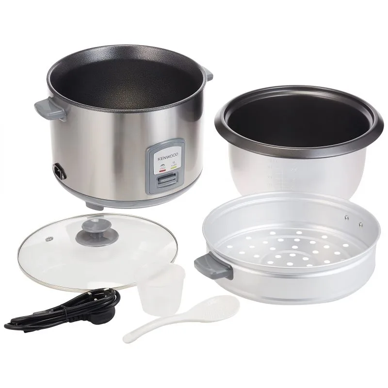 Kenwood Rice Cooker 2.8l Keep Warm Function Teflon Coated Pot 1000w Rcm71.000ss - Glass Lid Non Stick Stainless Steel Removable Cooking With Steam Basket Pot Indicator Lights