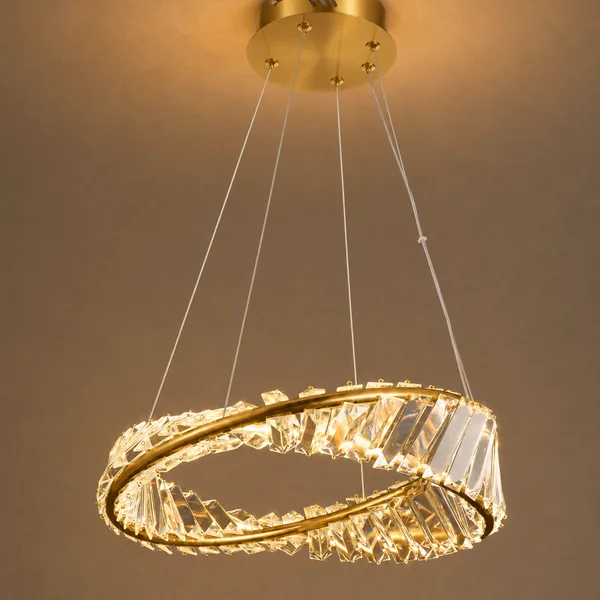 Tronic Luxury Crystal Ring Pendant Light - Gold LED Hanging Chandelier