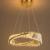 Tronic Luxury Crystal Ring Pendant Light - Gold LED Hanging Chandelier