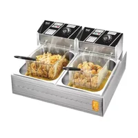 RAF Commercial Deep Fryer 5.5L + 5.5L 2500W, Reinforced Frying Basket, Thickened Stainless Steel, Uniform Heating, Rapid Heating R.5221