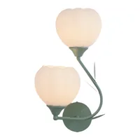 Tronic Double Tulip Wall Light - Frosted Shades with Leaf Arm