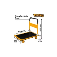 Ingco Foldable Platform Hand Truck 150kgs with Steel Handle Comfortable Foam HPHT11502
