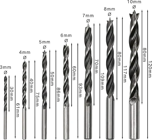 Bosch Brad Point Wood Drill Bit Set (for Soft- and Hardwood, Ø 3-10 mm, Accessories Drill Driver and Drill Stand (Pack of 10Sets) 2607017034 2 Bosch Brad Point Wood Drill Bit Set (for Soft- and Hardwood, Ø 3-10 mm, Accessories Drill Driver and Drill Stand (Pack of 10Sets) 2607017034