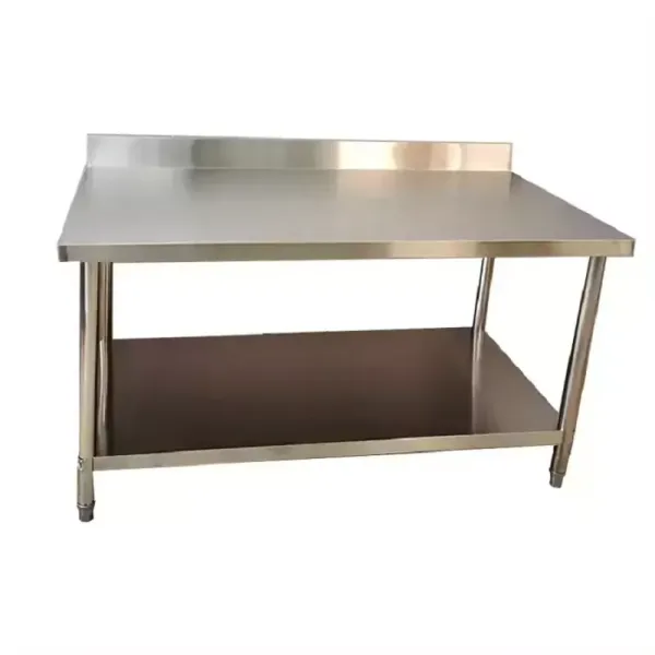 Commercial Kitchen Equipment Stainless Steel Work Table with Tailgate 2-Layer 1200mm Heavy-Duty SS201 Prep Station, Professional 0.7mm Thickness Industrial Kitchen Table WT-TG-SS201-1200