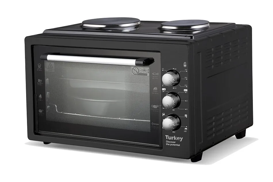 Nikai Oven Electric 45l with Rosting Function and 2 Hotplate NT4520RHT 60 Mins Timer Stainless Steel Heating Elements Inner Light