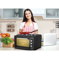 Nikai Oven Electric 45l with Rosting Function and 2 Hotplate NT4520RHT 60 Mins Timer Stainless Steel Heating Elements Inner Light