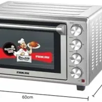 Nikai Oven Electric 52L With Rosting Function 4 Knobs Control 1800W NT5201RCAX1 120 Mins Timer Stainless Steel Heating Elements Inner Light Convection Fan Double Glass Panel