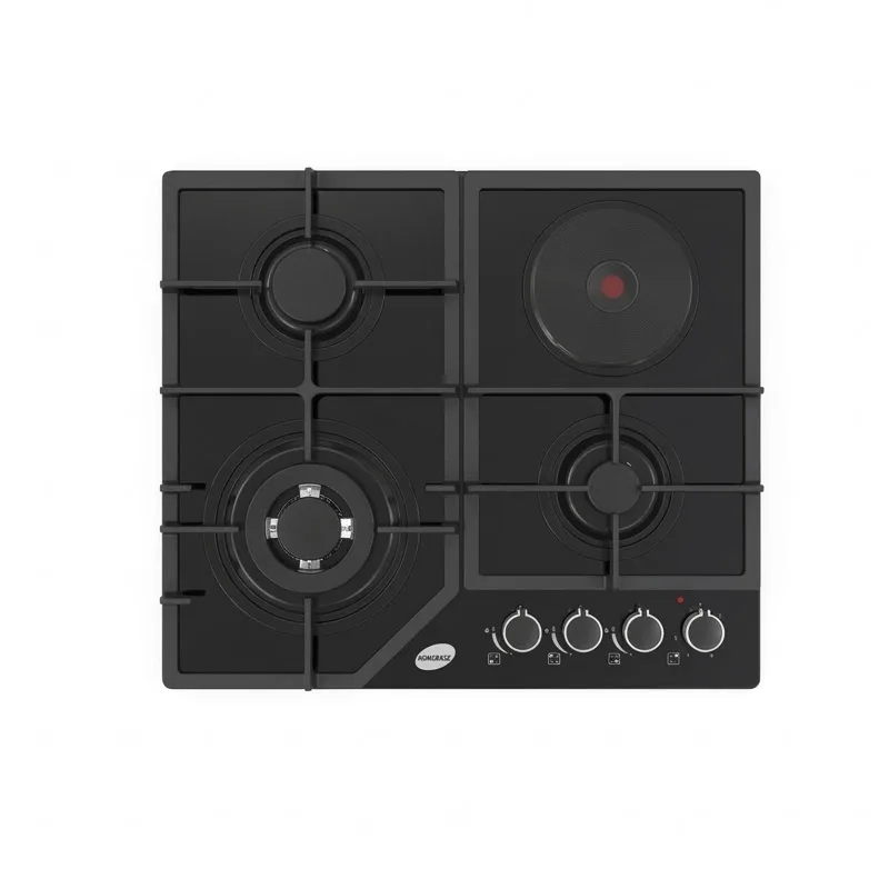 Homebase Built-In Gas & Electric Cooker, 4 Plates with 3 Gas Hobs & 1 Electric Hotplate, Tempered Glass, Auto Ignition, Cast Iron Pan Support, Flame Failure Safety, 60�50cm HB-GE-146 1 Homebase Built-In Gas & Electric Cooker, 4 Plates with 3 Gas Hobs & 1 Electric Hotplate, Tempered Glass, Auto Ignition, Cast Iron Pan Support, Flame Failure Safety, 60�50cm HB-GE-146