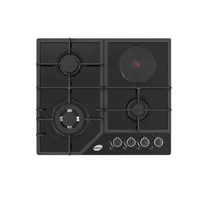 Homebase Built-In Gas & Electric Cooker, 4 Plates with 3 Gas Hobs & 1 Electric Hotplate, Tempered Glass, Auto Ignition, Cast Iron Pan Support, Flame Failure Safety, 60�50cm HB-GE-146