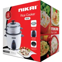 Nikai Rice Cooker 1L Keep Warm Function Teflon Coated Inner Pot 400w NR701A Aluminum Steamer Detachable Power Cord Indicator Lights