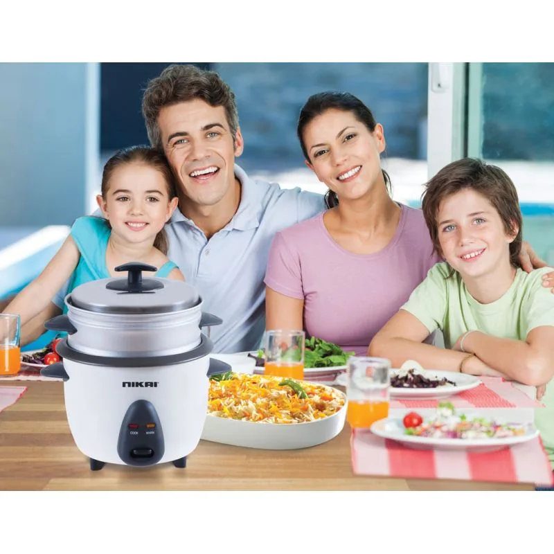 Nikai Rice Cooker 1L Keep Warm Function Teflon Coated Inner Pot 400w NR701A Aluminum Steamer Detachable Power Cord Indicator Lights