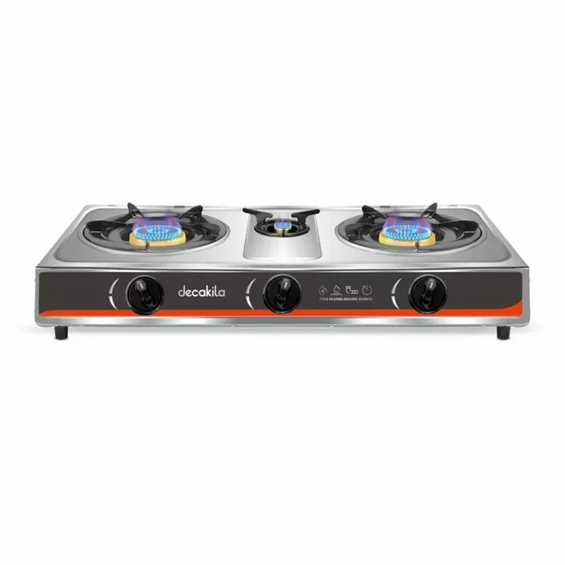 Decakila Gas Cooker 3 Burner 2.7kW x 2 + 0.7kW Stainless Steel Even Heating Kmgs041m