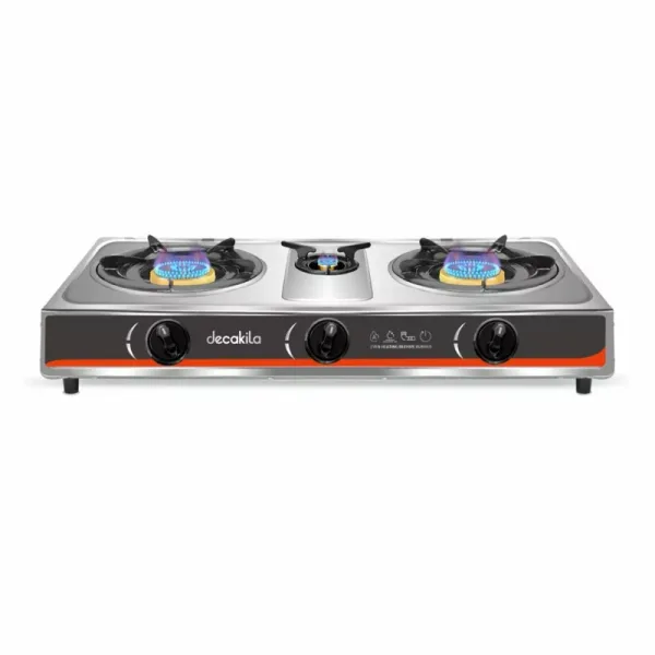Decakila Gas Cooker 3 Burner 2.7kW x 2 + 0.7kW Stainless Steel Even Heating Kmgs041m