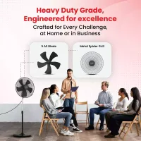 Nikai Stand Fan 18 Inch 165W, 5-Blade, Industrial AC Motor, 5-Speed Oscillation, Adjustable, Black Tilt NIF1800B