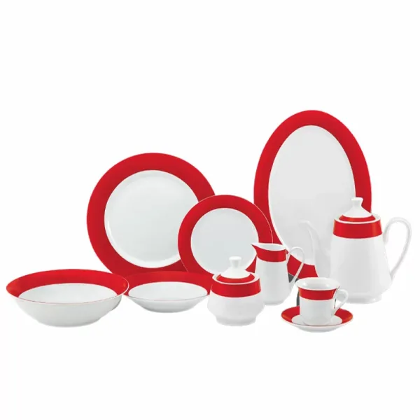 Nadstar Dinner Set 47pcs Porcelain Dark Red RSPD002